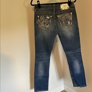 Miss Me Blue Straight Leg Jeans with Silver Accents